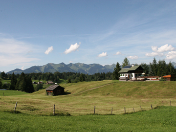 cottage with view across Walsertal